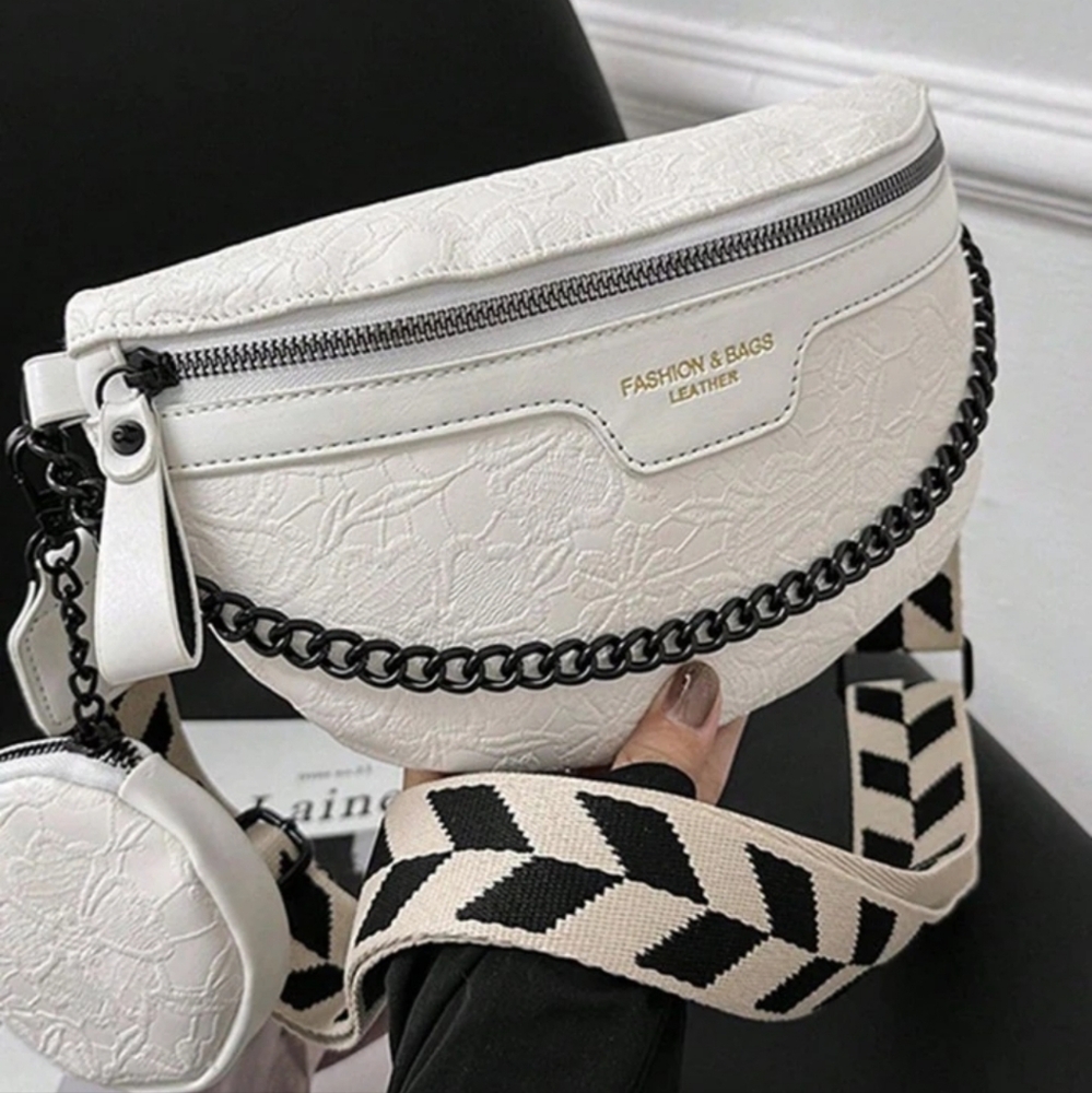 White Crossbody Embossed Sling Bag - Picture 2 of 4